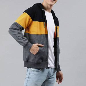 เสื้อฮู้ดผู้ชายผ้าฝ้ายโพลีเอสเตอร์สีพื้นมีซิป,เสื้อฮู้ดทำจากผ้าฟลีซ - Product Image 4
