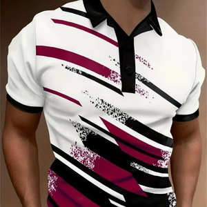 6XL Tallas grandes Ropa de hombre Tie-dye Patrón de rayas Polos de moda Camisetas Verano Manga corta 3D Impreso Street Male POLO Tee - Product Image 6