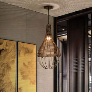 Lampe suspendue décorative tissée en fer de qualité exclusive nouvelle dernière lampe suspendue de fleur de lotus de bambou de concepteur au prix le plus bas - Product Image 4