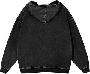 100% algodón Vintage ácido lavado pulóver Unisex desgastado Sudadera con capucha holgada hombres de gran tamaño invierno estampado Sudadera con capucha - Product Image 2