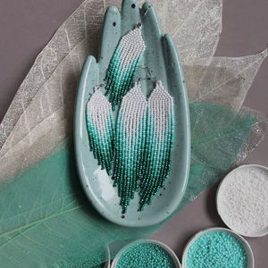 ต่างหูลูกปัดแก้วทันสมัยที่มีดีไซน์สีเทอร์ควอยซ์และขอบเครื่องประดับที่เป็นเอกลักษณ์ของขวัญจากงานหัตถกรรม - Product Image 3