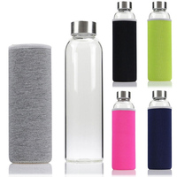 Logo personnalisé en gros extérieur 1L bouteille d'eau en verre sport potable bouteille en verre de qualité alimentaire avec corde pour camping eau boisson