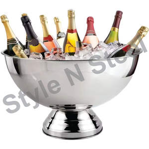 Wine <b>Tub</b> Stainless Steel Round Wine <b>Tub</b> Hammered <b>Metal</b> Ice Party Bucket - Product Image 1
