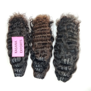 Extensions de cheveux vietnamiennes noires de couleur naturelle pour femmes Style vague profonde lâche bouclés Double trame Machine brute pas cher en gros - Product Image 2