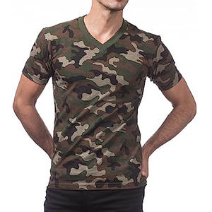 T-shirt en coton mélangé suède à col en V, coupe ajustée premium, tendance - Product Image 3