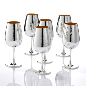 Set di due bicchieri da degustazione di vino placcati in argento realizzati in italia per l'inaugurazione della casa e i regali di nozze - Product Image 4