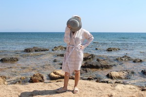 Sultan Peshtemal Cotton Turkish Bathrobe Hooded Quick Drying Cotton Long Sleeve Colorful Soft Bathrobe Women Men Bathrobe - Product Image 4