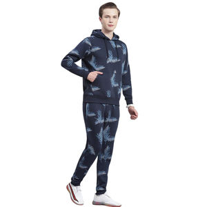 Buen proveedor con logotipo propio Diseño único cómodo con tarifa al por mayor Hombres Azul marino Impreso con capucha Chándales de manga completa - Product Image 3