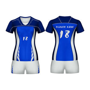 Uniforme de Voleibol de Manga Corta con Cuello en V, Personalizado con Logotipo Frontal, de Secado Rápido, Calidad Premium, para Mujeres Adultas, Venta al Por Mayor - Product Image 1