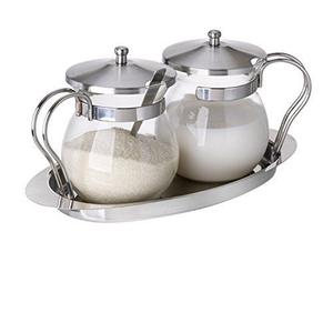 Handmade Stainless Steel Sugar <b>Canister</b> <b>Set</b> with Tray Antique Finishing Kitchenware Dining Tabletop Decorative at Home - Product Image 5