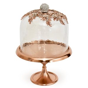 Diamond (Crystal) Encrusted Finial & Rim Stainless Steel Plate Aluminum Base <b>Glass</b> <b>Dome</b> <b>Cake</b> <b>Stand</b> Silver Metallic - Product Image 3