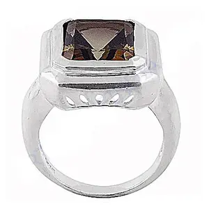 Bague en argent 925 avec quartz fumé pour homme, réglable, plaquée or, style tendance et à la mode, taille unique, plaqué or 18 carats - Product Image 3
