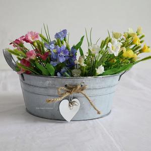 Bac à fleurs rond galvanisé en fer aspect royal avec poignée pour décoration intérieure et extérieure Bac à plantes fait main - Product Image 4