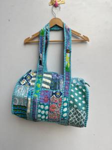 High Quality Luxury Durable Quilted Duffle Bag <b>Block</b> Print Design Large Capacity Picnic Shopping Sports Weekender <b>Yoga</b> Beach - Product Image 2