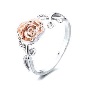 Adjustable Bypass <b>Ring</b> in Sterling <b>Silver</b> 14K Rose Gold Stylish Inlay on Stainless Steel Gift Rose Gold Plated Opening <b>Ring</b> - Product Image 2
