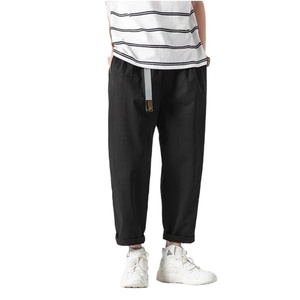 Pantalones Casuales de Verano 100% Algodón con Cinturón para Hombre, Pantalones Cargo Holgados hasta el Tobillo, Pantalones Deportivos de Pierna Ancha, Ropa Urbana Masculina - Product Image 3