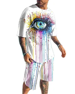 2024 Men's Sets Summer Short Sleeve T-Shirt Suit Fashion 2 Piece Streetwear 3D Print Sports Beach Shorts Tracksuit Male Clothing