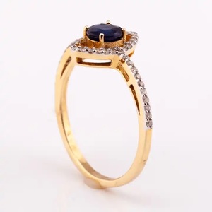 눈 우아한 사파이어와 다이아몬드 반지 <span class=keywords><strong>14K</strong></span> 금도금 실버 925 우아한 반지 사파이어 다이아몬드 약혼 웨딩 쥬얼리 - Product Image 3