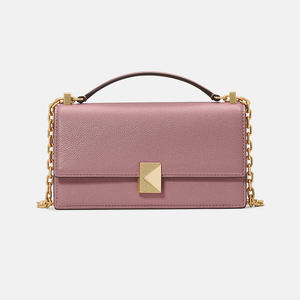 Bolso Bandolera de Cuero Genuino Rosa con Cadena, Plegable, para Hombro, Ideal para Bodas y Navidad - Product Image 3