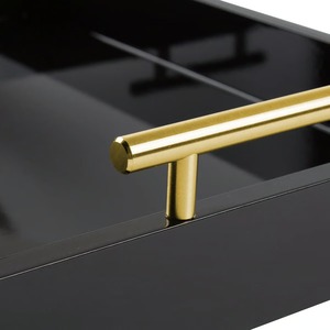 Bandeja de servicio de metal negro moderno con mango dorado, perfecta para reuniones familiares, bodas, fiestas, hoteles y restaurantes - Product Image 3