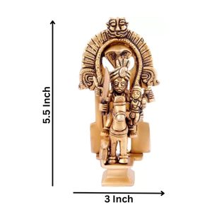 Estatua de Lord Khandoba Laxmi Escultura de latón de la deidad hindú Khandoba en caballo con espada, oro, 5,5 pulgadas, 1 pieza - Product Image 2