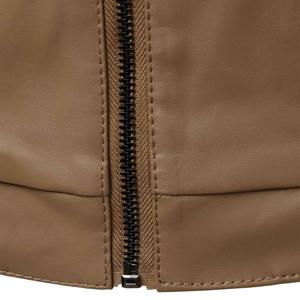 Veste en cuir pour garçons Oem Veste de motard en cuir d'agneau marron pour hommes Veste de moto en cuir véritable pour hommes - Product Image 6