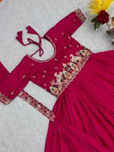 Traditional Crepe Silk Women's Adult Kurta/<b>Kurti</b> with Heavy Cording and Sequence Embroidery Made in India - Product Image 2