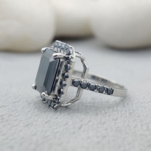 Bague solitaire de fiançailles Moissanite de luxe en or blanc 10 carats pour femmes élégantes bijoux de mariage émeraude princesse Moissanite - Product Image 3