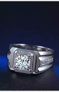 Men's Customizable 10K Gold Wedding Band <b>Ring</b> Classic Groove with Prong Set Lab Cut Diamond IGI Certified for Engagement - Product Image 5