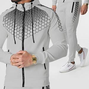 Venta al por mayor de alta calidad personalizado en blanco para hombre chándal para hombre conjuntos de hombres Sweatsuite pantalones de manga larga conjunto de hilo de color empalmado - Product Image 1
