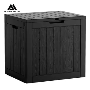 31GAL 70GAL 119GAL 230GAL caixa de armazenamento de plástico para interior e exterior com fechamento preto cinza branco textura de madeira
