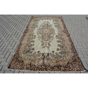 Alfombra turca clásica marrón Beige Vintage 5,1X9,6 pies Diseño de retazos Faux Rabbit Fur Latex Rectangular Pasillo para cabecera 4M - Product Image 1