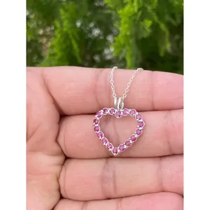 925 Silver <b>Ruby</b> <b>Heart</b> Pendant <b>Necklace</b> Elegant Fine Charms Collection - Product Image 4