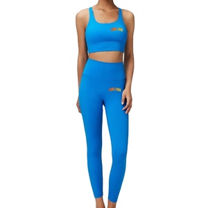 Custom <b>Women</b> Eco-Friendly Seamless Yoga Set 2-Piece Gym Sportswear Front Logo for Fitness Plus Size Workout <b>Tops</b> Solid Pattern - Product Image 1