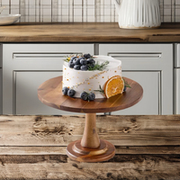 Support à gâteau en bois d'acacia naturel plateau à dessert rond de 12 pouces piédestal de présentation de fête d'anniversaire de mariage rustique pour cupcakes