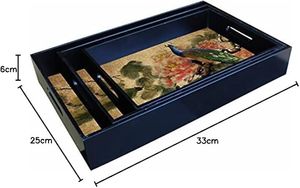 Ensemble de trois plateaux de service rectangulaires en MDF à impression personnalisée ensemble de plateaux de cuisine OEM ODM pour le petit déjeuner ou le dîner - Product Image 6