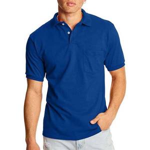 Polo à manches courtes en coton uni bleu pour homme, grande taille, respirant, séchage rapide, performance sportive, décontracté, jersey - Product Image 1