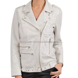 Veste en cuir blanc de qualité supérieure pour femme Vêtements d'hiver élégants, chauds, élégants et durables pour les amateurs de mode - Product Image 1