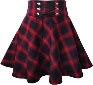 Mini-jupe d'hiver pour femme en tissu écossais, plissée, coupe trapèze, avec taille élastique chaude en laine - Product Image 5