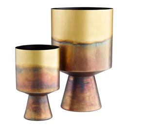 Lot de 2 jardinières de table en métal plaqué or pour l'intérieur et l'extérieur, la maison, le bureau et le jardin Décorations en gros faites à la main - Product Image 5