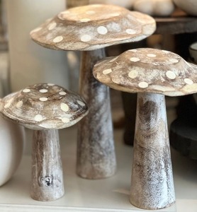 Rustic wooden <b>mushroom</b> shaped stand designed <b>for</b> whimsical home accents forest inspired themes or cozy reading corners - Product Image 6