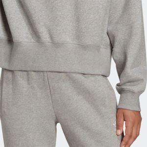 Relaxed Fit Ribbed <b>Crewneck</b> 70% Cotton 30% Recycled Polyester Fleece Ribbed Cuffs and Hem Medium Heather Grey Crop Sweatshirt - Product Image 5