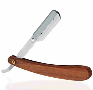 Rasoir droit en acier inoxydable à lame unique avec manche en bois pour le visage et le corps des hommes - Product Image 6