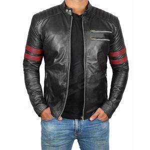 Poches doublées sur le front-Hommes Mode Véritable Rouge-Cuir Casual Fashion Bombers Jackets Coat - Product Image 5