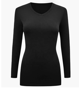 T-Shirts à manches longues en coton spandex pour femmes, T-shirts à manches longues slim fit body stretch pour femmes - Product Image 2