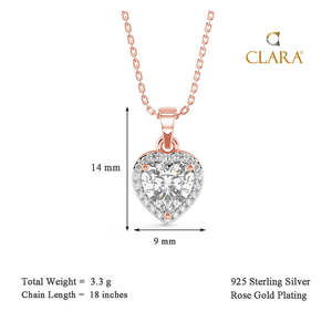 จี้สร้อยคอเงินแท้ 925 รูปหัวใจประดับเพชรเม็ดเดี่ยว CLARA สำหรับงานหมั้น - Product Image 4