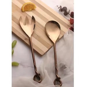 Ensemble de couverts en bois de qualité supérieure, design simple, gadgets de cuisine, design unique, service à salade avec poignées en métal - Product Image 4