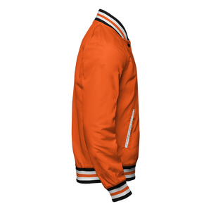 แจ็กเก็ตซาตินบอมเบอร์ของผู้ชายแผ่นปักลายตัวอักษรโลโก้ตามสั่ง - Product Image 2