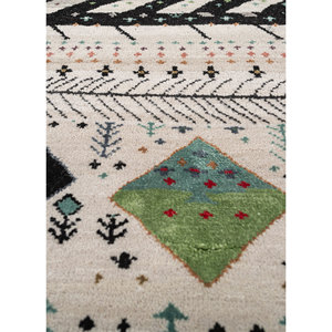 Freedom Manchaha Ivory Hand Knotted <b>Wool</b> & Bamboo Silk Rug Geometric Pattern for Home Use-Les-8343 - Product Image 2