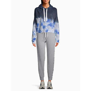 Set Due Pezzi Calvin Klein da Donna: Felpa Corta con Cappuccio Tie-Dye e Tessuto Tweed in Blu, Taglia Large - Product Image 1